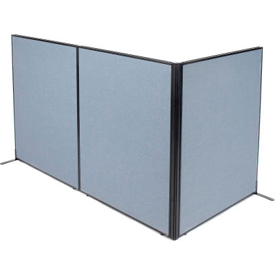Interion® Freestanding 3-Panel Corner Room Divider, 48-1/4"W x 60"H Panels, Blue