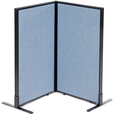 Interion® Freestanding 2-Panel Corner Room Divider, 24-1/4"W x 42"H Panels, Blue
