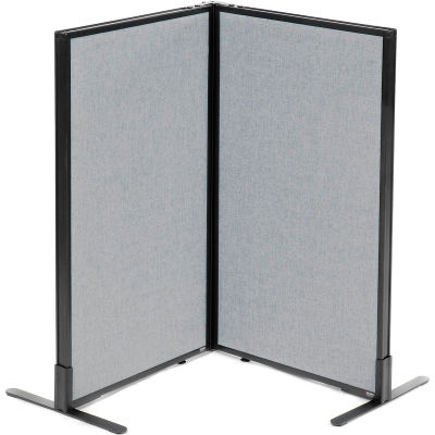 Interion® Freestanding 2-Panel Corner Room Divider, 24-1/4"W x 42"H Panels, Gray