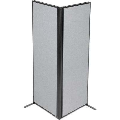 Interion® Freestanding 2-Panel Corner Room Divider, 24-1/4"W x 72"H Panels, Gray