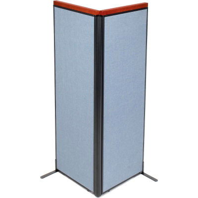 Interion® Deluxe Freestanding 2-Panel Corner Room Divider, 24-1/4"W x 73-1/2"H Panels, Blue
