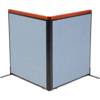 Interion® Deluxe Freestanding 2-Panel Corner Room Divider, 36-1/4"W x 43-1/2"H Panels, Blue