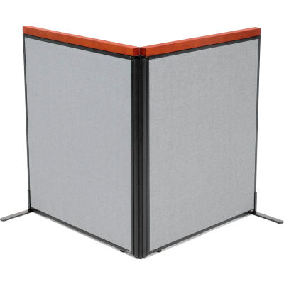 Interion® Deluxe Freestanding 2-Panel Corner Room Divider, 36-1/4"W x 43-1/2"H Panels, Gray