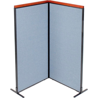 Interion® Deluxe Freestanding 2-Panel Corner Room Divider, 36-1/4"W x 73-1/2"H Panels, Blue