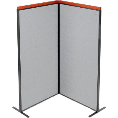 Interion® Deluxe Freestanding 2-Panel Corner Room Divider, 36-1/4"W x 73-1/2"H Panels, Gray