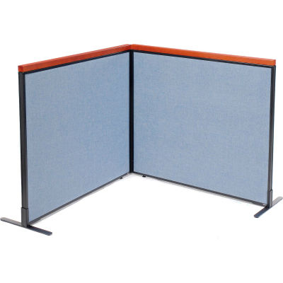 Interion® Deluxe Freestanding 2-Panel Corner Room Divider, 48-1/4"W x 43-1/2"H Panels, Blue