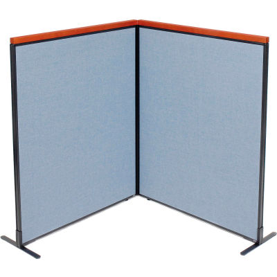 Interion® Deluxe Freestanding 2-Panel Corner Room Divider, 48-1/4"W x 61-1/2"H Panels, Blue