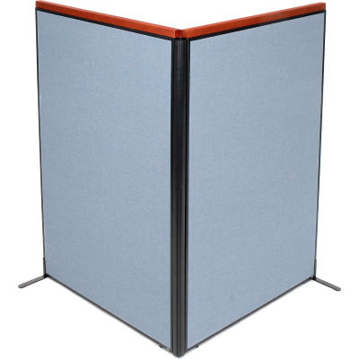 Interion® Deluxe Freestanding 2-Panel Corner Room Divider, 48-1/4"W x 73-1/2"H Panels, Blue