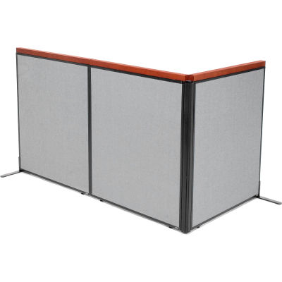 Interion® Deluxe Freestanding 3-Panel Corner Room Divider, 36-1/4"W x 43-1/2"H Panels, Gray