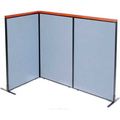 Interion® Deluxe Freestanding 3-Panel Corner Room Divider, 36-1/4"W x 61-1/2"H Panels, Blue