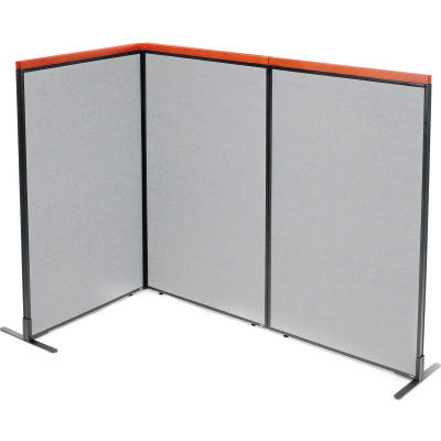 Interion® Deluxe Freestanding 3-Panel Corner Room Divider, 36-1/4"W x 61-1/2"H Panels, Gray