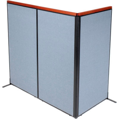 Interion® Deluxe Freestanding 3-Panel Corner Room Divider, 36-1/4"W x 73-1/2"H Panels, Blue