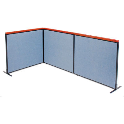 Interion® Deluxe Freestanding 3-Panel Corner Room Divider, 48-1/4"W x 43-1/2"H Panels, Blue