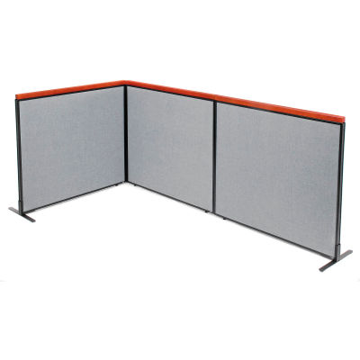 Interion® Deluxe Freestanding 3-Panel Corner Room Divider, 48-1/4"W x 43-1/2"H Panels, Gray