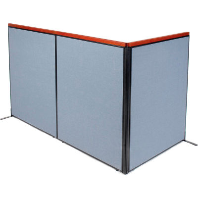 Interion® Deluxe Freestanding 3-Panel Corner Room Divider, 48-1/4"W x 61-1/2"H Panels, Blue