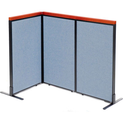 Interion® Deluxe Freestanding 3-Panel Corner Room Divider, 24-1/4"W x 43-1/2"H Panels, Blue
