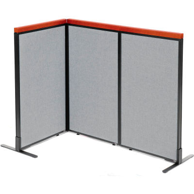 Interion® Deluxe Freestanding 3-Panel Corner Room Divider, 24-1/4"W x 43-1/2"H Panels, Gray