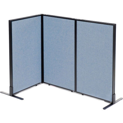 Interion® Freestanding 3-Panel Corner Room Divider, 24-1/4"W x 42"H Panels, Blue