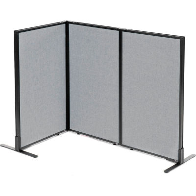 Interion® Freestanding 3-Panel Corner Room Divider, 24-1/4"W x 42"H Panels, Gray