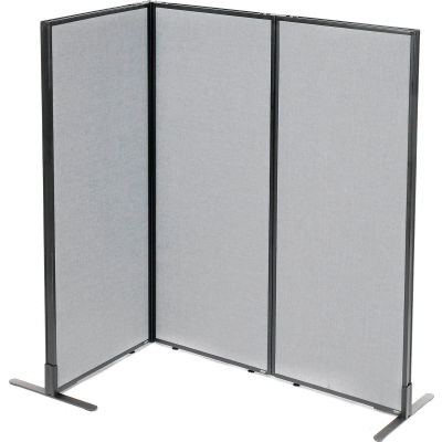 Interion® Freestanding 3-Panel Corner Room Divider, 24-1/4"W x 60"H Panels, Gray