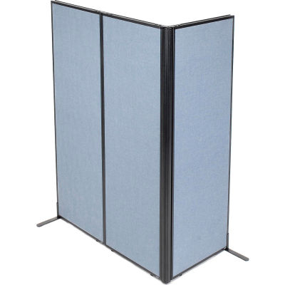 Interion® Freestanding 3-Panel Corner Room Divider, 24-1/4"W x 72"H Panels, Blue