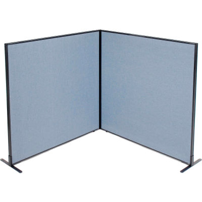 Interion® Freestanding 2-Panel Corner Room Divider, 60-1/4"W x 60"H Panels, Blue