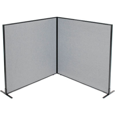 Interion® Freestanding 2-Panel Corner Room Divider, 60-1/4"W x 60"H Panels, Gray