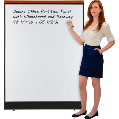 Interion® Deluxe Office Partition Panel with Whiteboard and Raceway, 48-1/4"W x 65-1/2"H