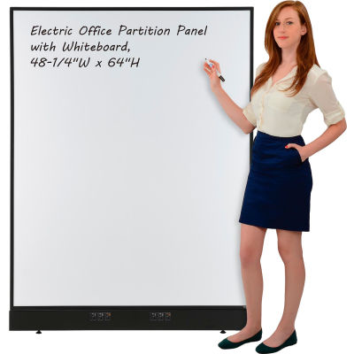 Interion® Electric Office Partition Panel with Whiteboard, 48-1/4"W x 64"H