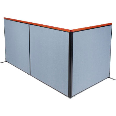 Interion® Deluxe Freestanding 3-Panel Corner Room Divider, 60-1/4"W x 61-1/2"H, Blue