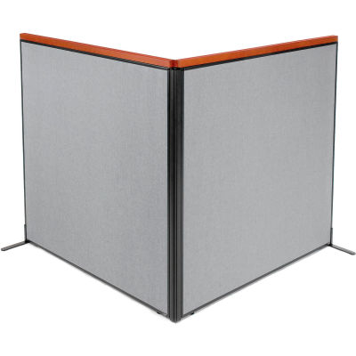 Interion® Deluxe Freestanding 2-Panel Corner Room Divider, 60-1/4"W x 61-1/2"H, Gray