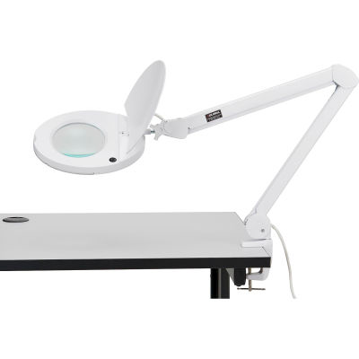 Global Industrial™ 5 Diopter LED Magnifying Lamp With Covered Metal Arm, White