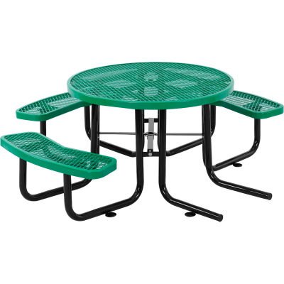 Global Industrial™ 46" Round Picnic Table, Wheelchair Accessible, Green