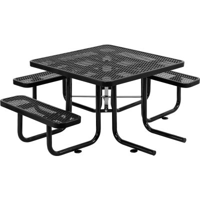 Global Industrial 46" Wheelchair Accessible Square Outdoor Steel Picnic Table, Black