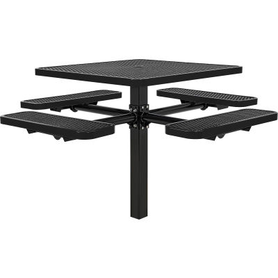 Global Industrial™ 46" Square Picnic Table, In Ground Mount, Expanded Metal, Black