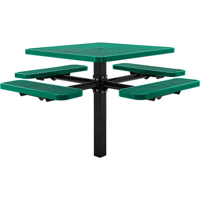 Global Industrial™ 46" Square Picnic Table, In Ground Mount, Expanded Metal, Green
