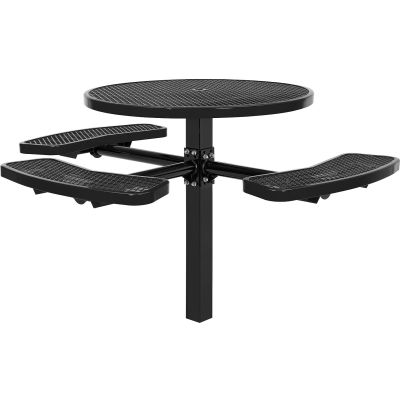 Global Industrial 46" Round Picnic Table, In Ground Mount, ADA Compliant, Black