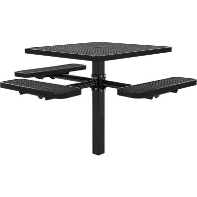Global Industrial 46" Square Picnic Table, In Ground Mount, ADA Compliant, Black
