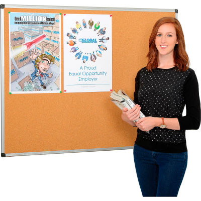 Global Industrial™ Cork Bulletin Board - 48 x 36 - Aluminum Frame