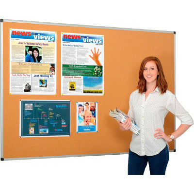 Global Industrial™ Cork Bulletin Board - 72 x 48 - Aluminum Frame