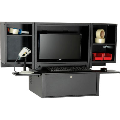 Global Industrial™ Counter Top Fold-Out Computer Security Cabinet, Black