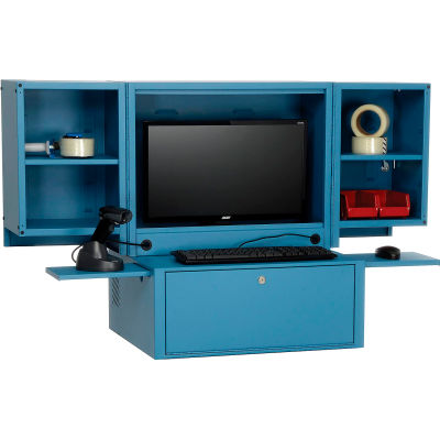 Global Industrial™ Counter Top Fold-Out Computer Security Cabinet, Blue