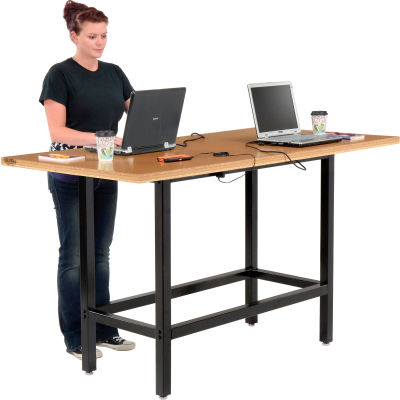 Interion® Standing Height Table with Power, 72"L x 36"W, Natural