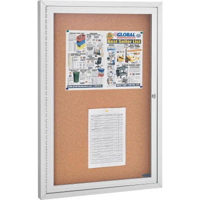 Global Industrial™ Enclosed Cork Bulletin Board - 24"W x 36"H - 1 Door