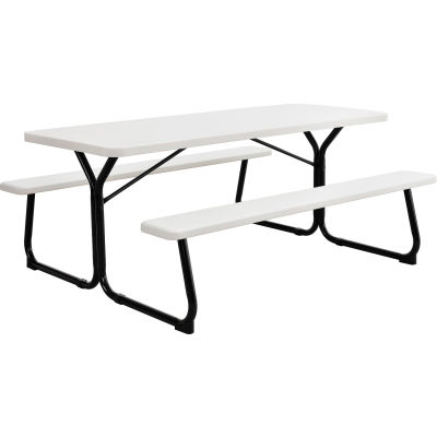 6 ft. Outdoor Blow Molded Plastic Picnic Table - White