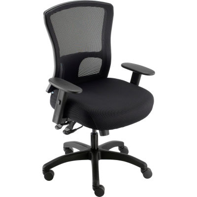 Interion® Big and Tall Mesh Back Chair With Asynchronous Tilt, Fabric Seat, Black
