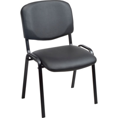 Interion® Stacking Guest Chair (Unassembled) - Vinyl - Black
