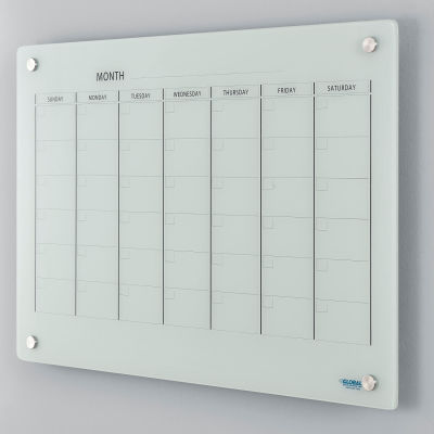 Global Industrial™ Glass Calendar Dry Erase Board, 36"W x 24"H