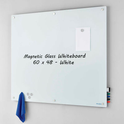 Global Industrial Magnetic Glass Whiteboard, 60"W x 48"H