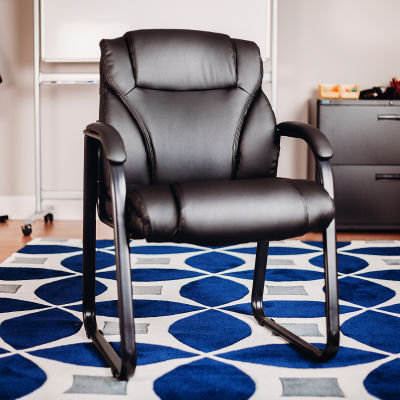 Interion® Bonded Leather Guest Chair - Black